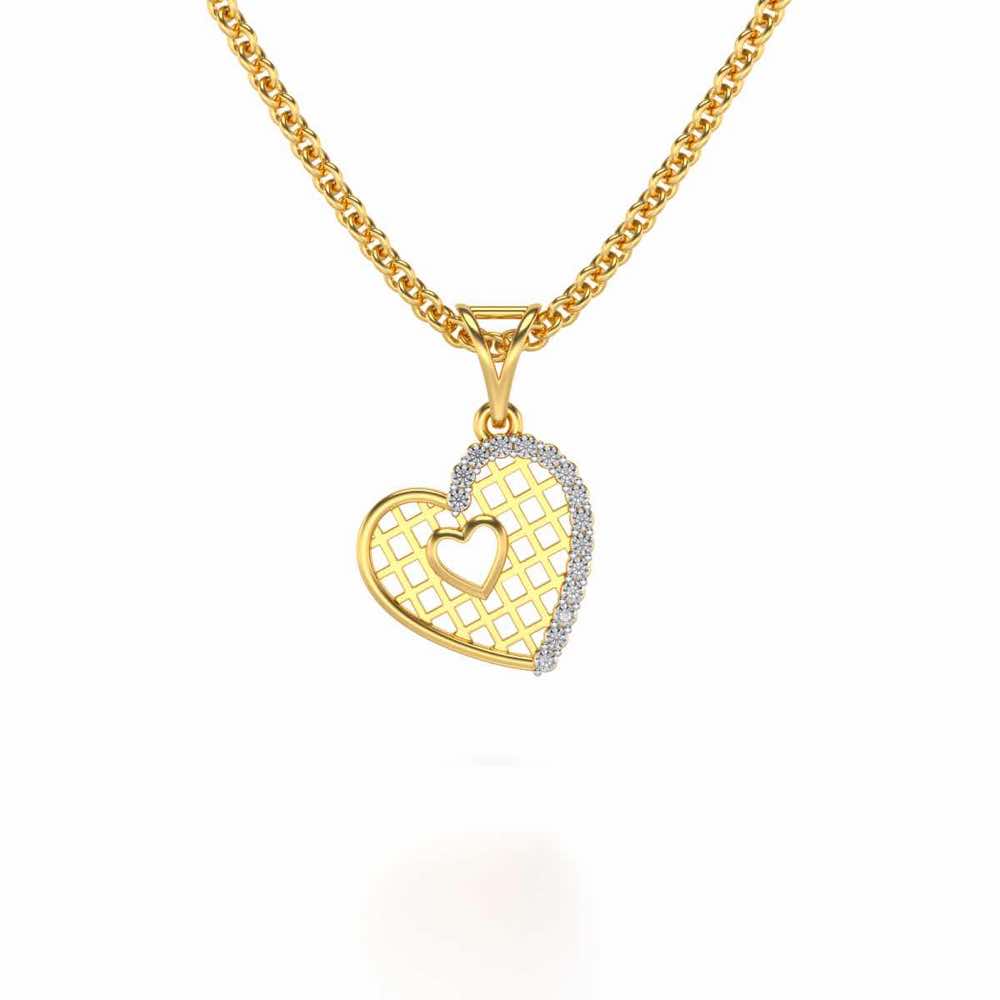 Heartly Mesh Silver Pendant - Yellow Gold - Image 1