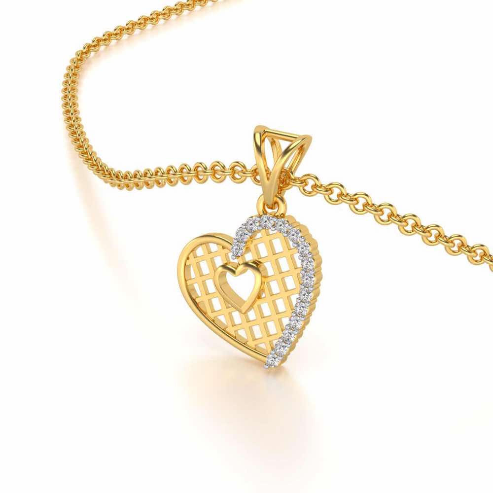 Heartly Mesh Silver Pendant - Yellow Gold - Image 2