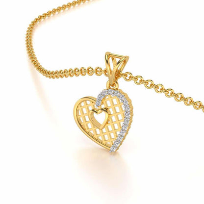 Heartly Mesh Silver Pendant - Yellow Gold - Image 2