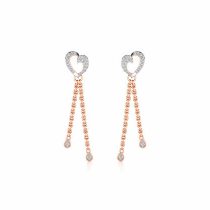 Hearty Silver Dangler Earrings - Rose Gold - Image 1