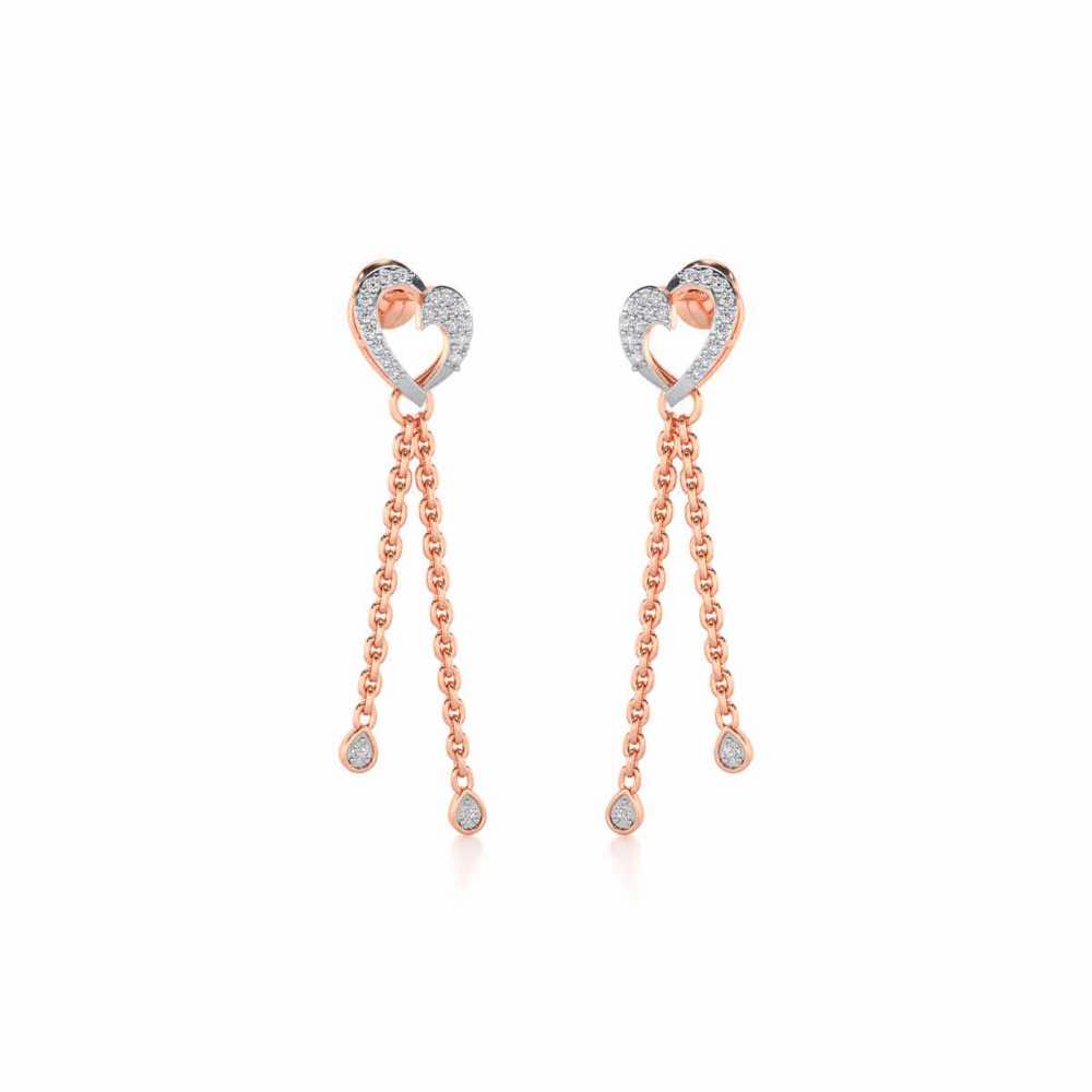Hearty Silver Dangler Earrings - Rose Gold - Image 2