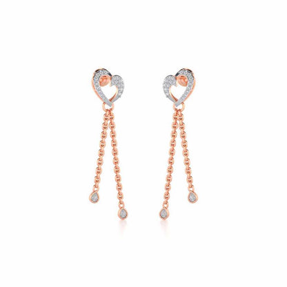 Hearty Silver Dangler Earrings - Rose Gold - Image 2