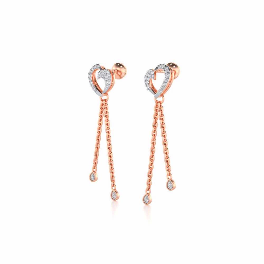 Hearty Silver Dangler Earrings - Rose Gold - Image 3