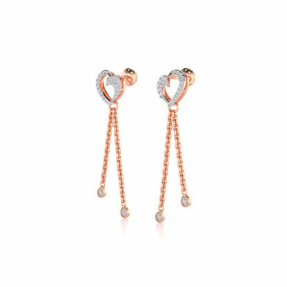 Hearty Silver Dangler Earrings - Rose Gold - Image 3