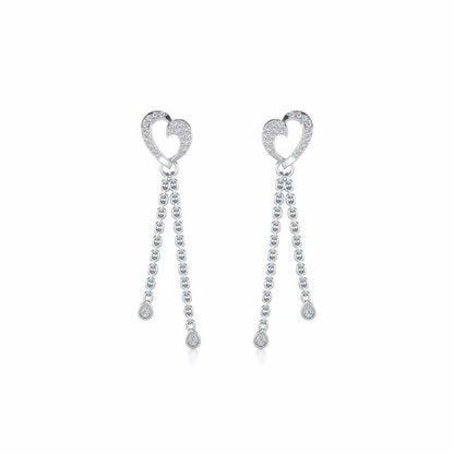 Hearty Silver Dangler Earrings - White Gold - Image 1