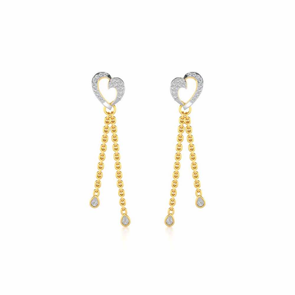 Hearty Silver Dangler Earrings - Yellow Gold - Image 1