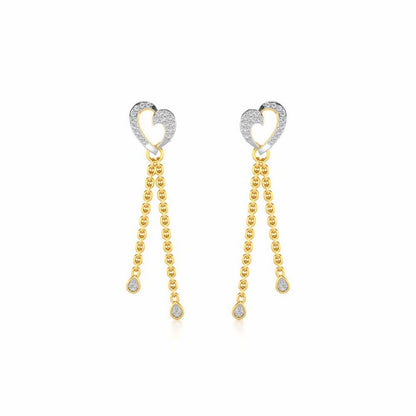 Hearty Silver Dangler Earrings - Yellow Gold - Image 1