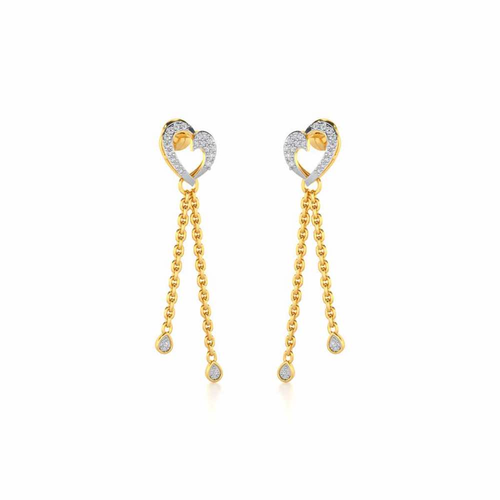 Hearty Silver Dangler Earrings - Yellow Gold - Image 2