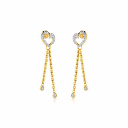 Hearty Silver Dangler Earrings - Yellow Gold - Image 2