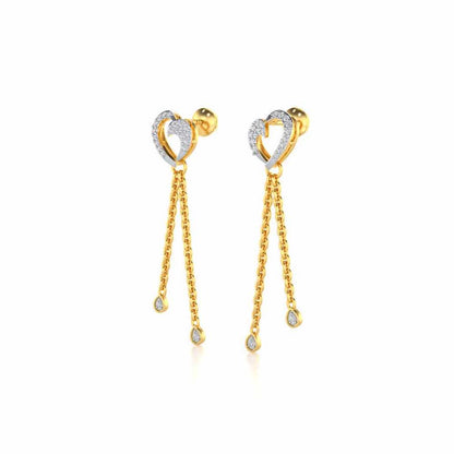 Hearty Silver Dangler Earrings - Yellow Gold - Image 3