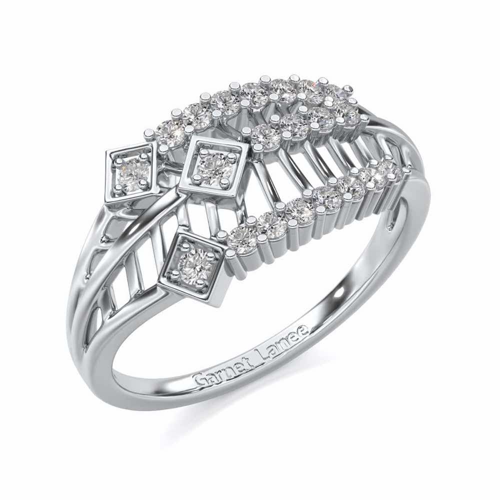 Hearty Mesh Silver Ring - White Gold - Image 1
