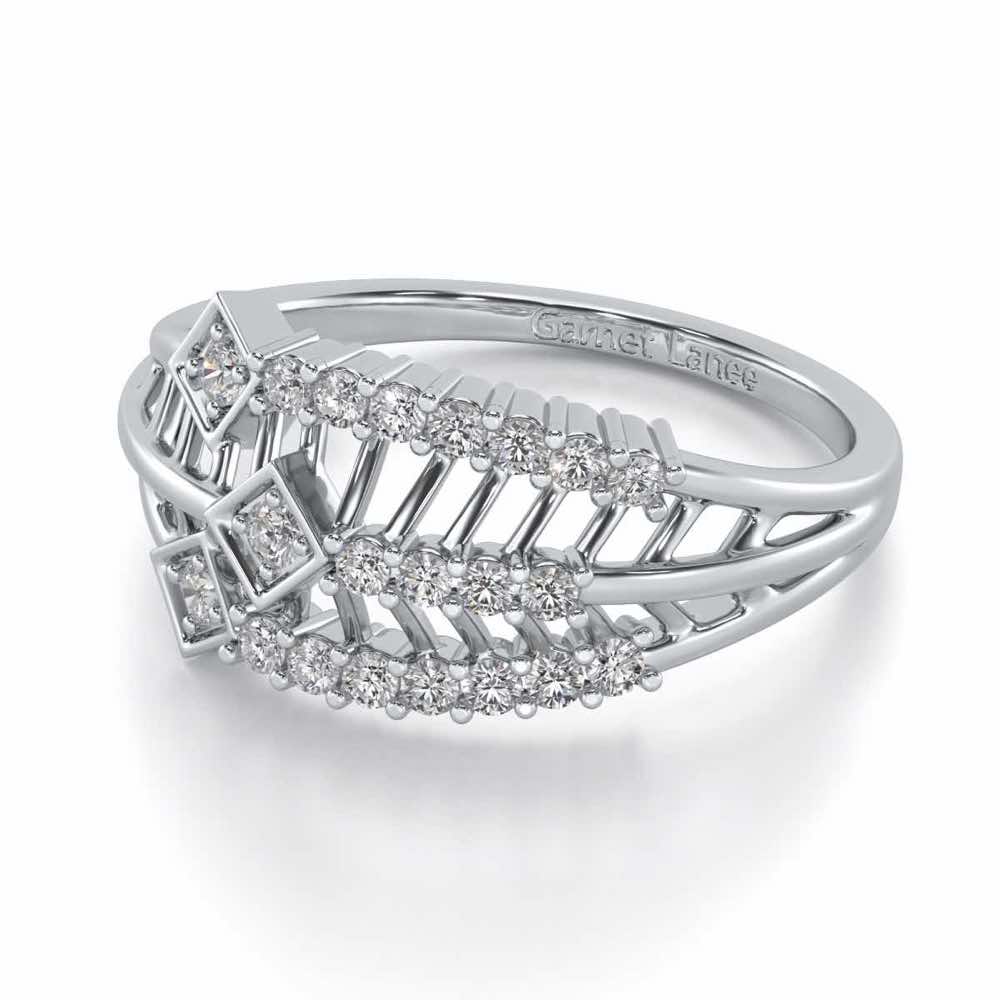 Hearty Mesh Silver Ring - White Gold - Image 2