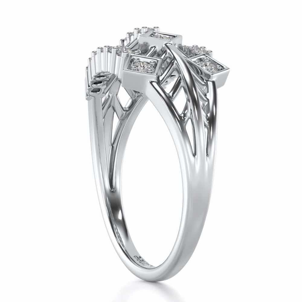 Hearty Mesh Silver Ring - White Gold - Image 3
