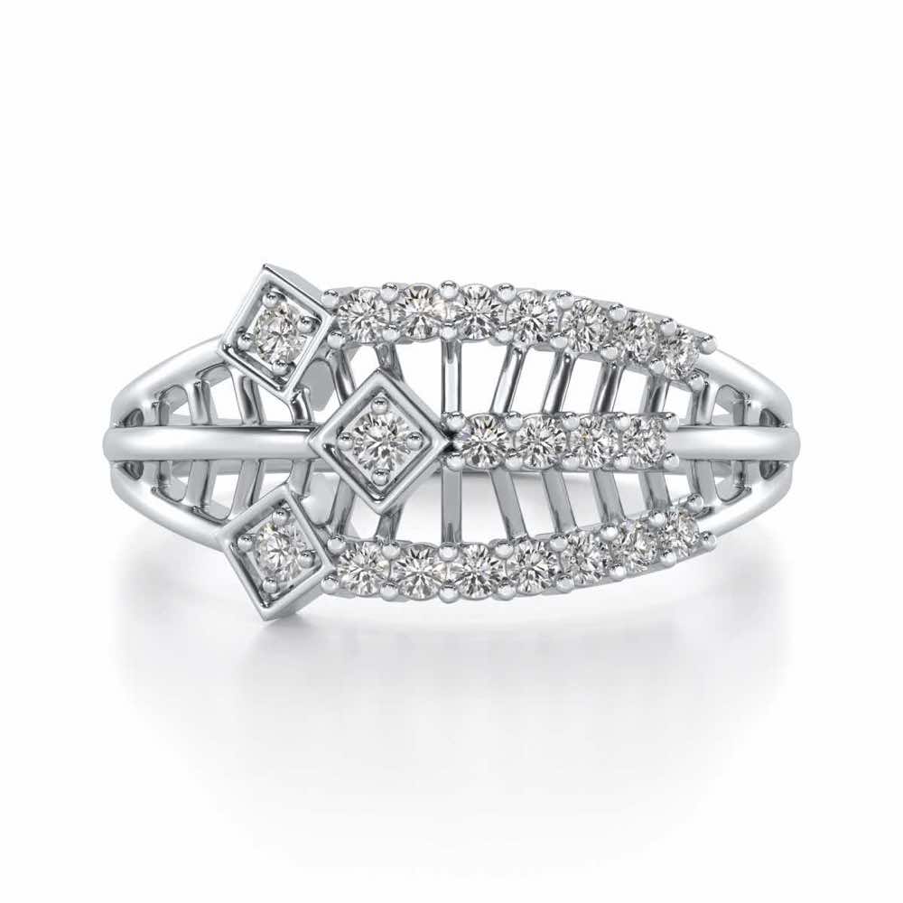 Hearty Mesh Silver Ring - White Gold - Image 4