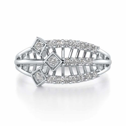 Hearty Mesh Silver Ring - White Gold - Image 4