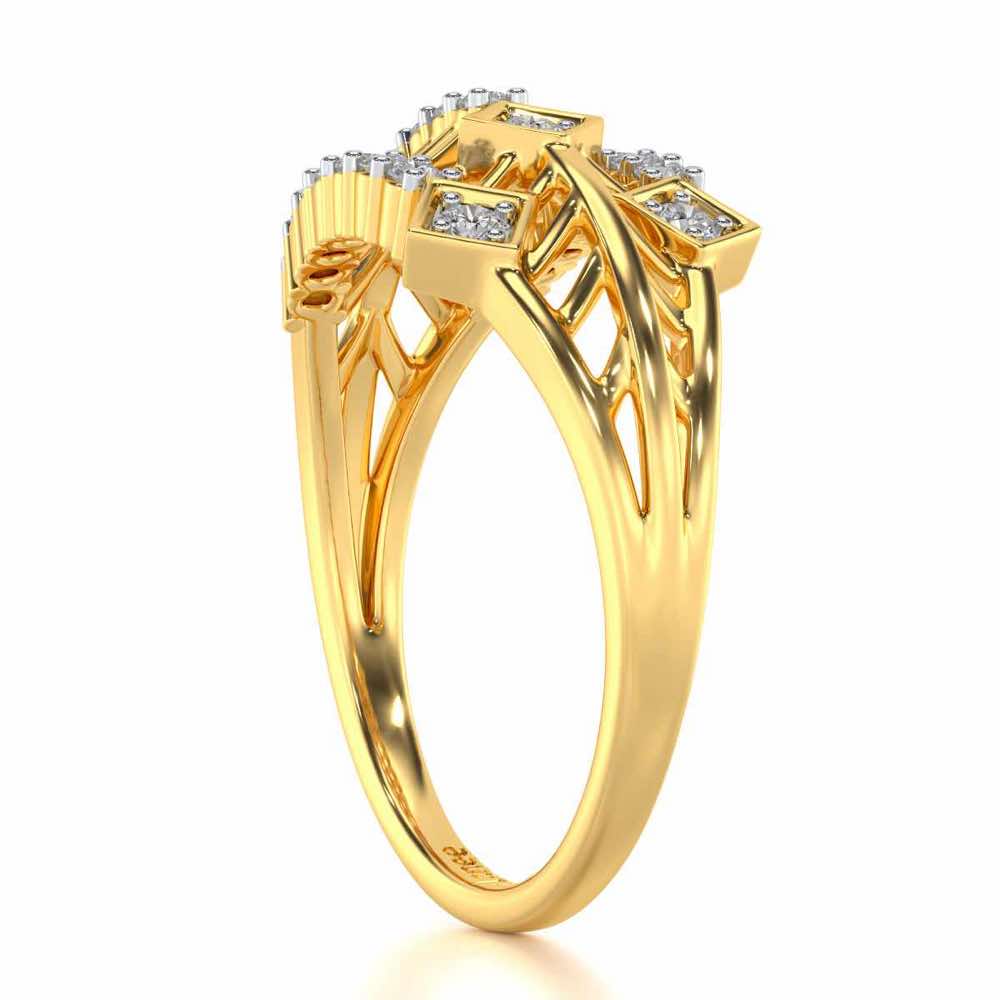 Hearty Mesh Silver Ring - Yellow Gold - Image 3