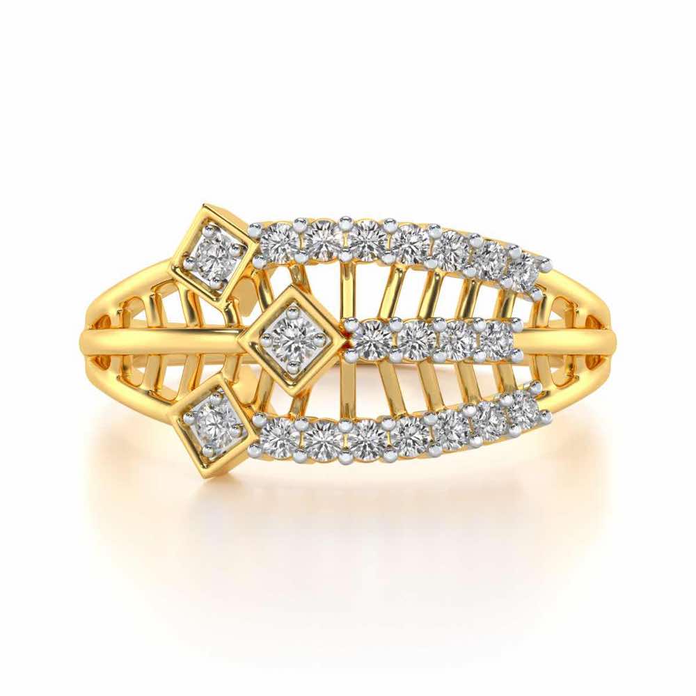 Hearty Mesh Silver Ring - Yellow Gold - Image 4