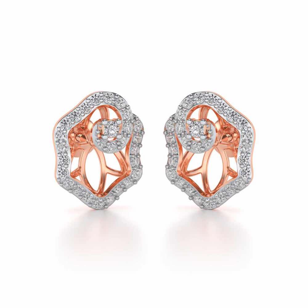 Heavenly Flower Silver Studs - Rose Gold - Image 1