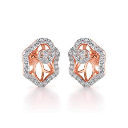 Heavenly Flower Silver Studs - Rose Gold - Image 1