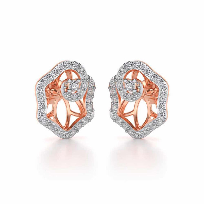 Heavenly Flower Silver Studs - Rose Gold - Image 1