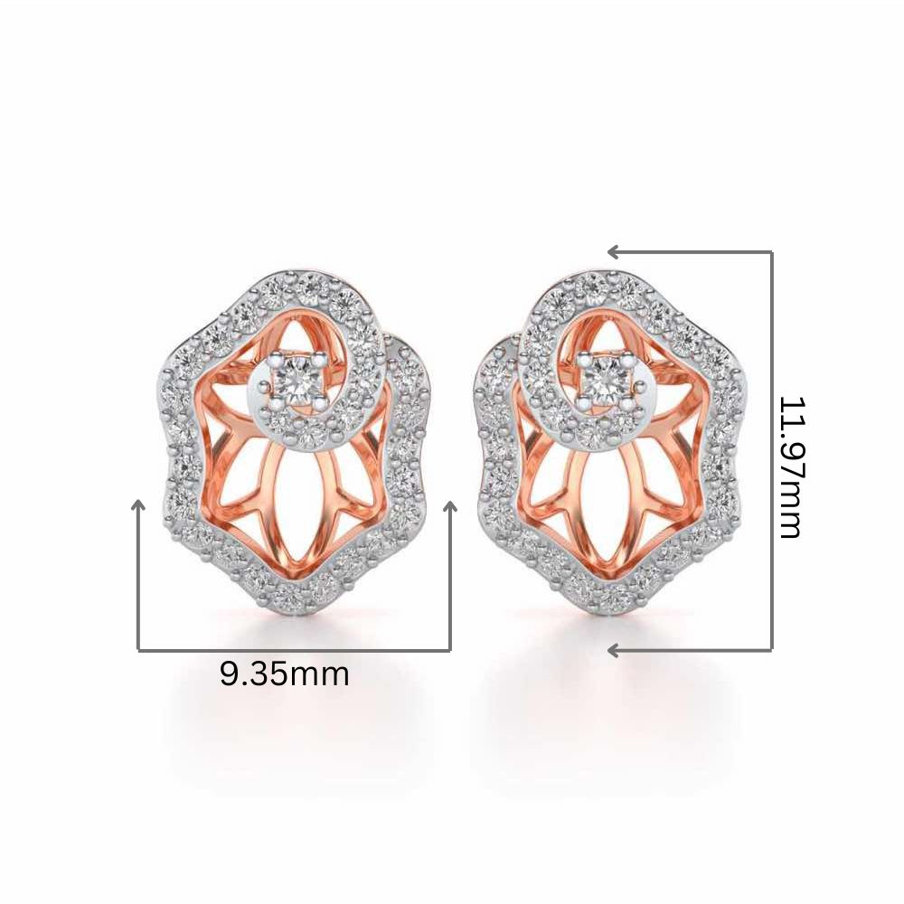 Heavenly Flower Silver Studs - Rose Gold - Image 2