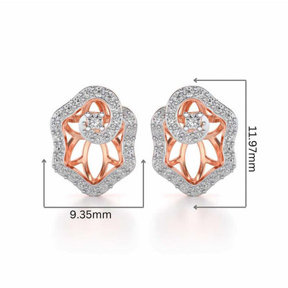 Heavenly Flower Silver Studs - Rose Gold - Image 2