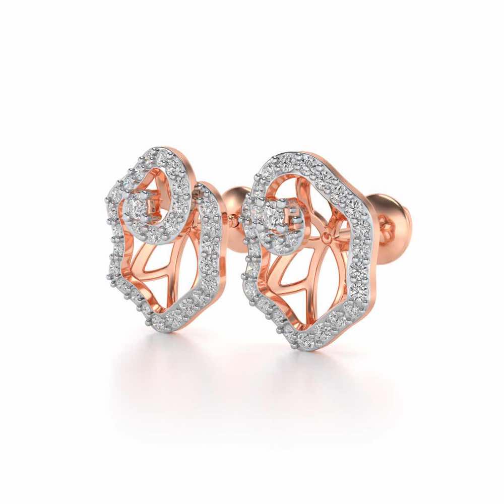 Heavenly Flower Silver Studs - Rose Gold - Image 3
