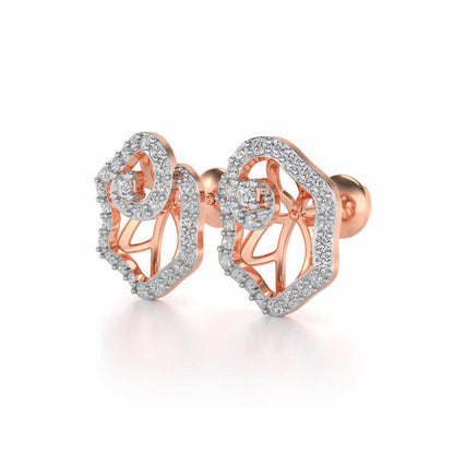 Heavenly Flower Silver Studs - Rose Gold - Image 3