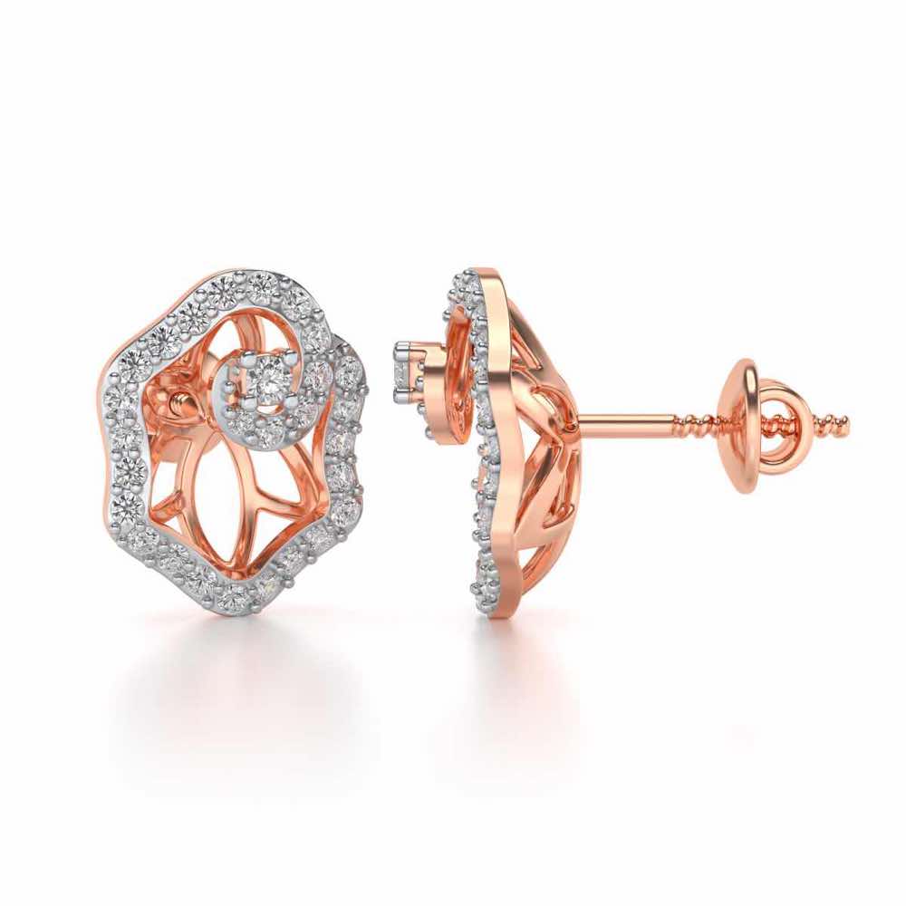 Heavenly Flower Silver Studs - Rose Gold - Image 4