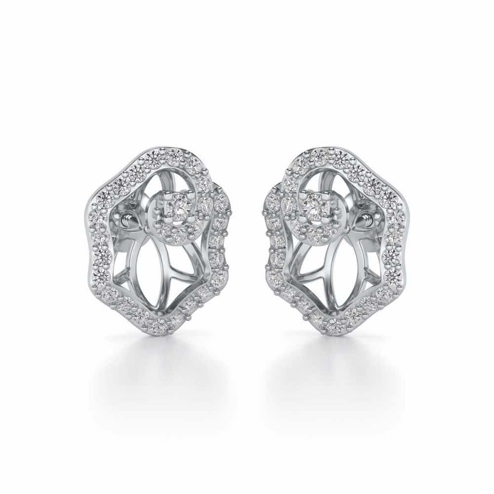 Heavenly Flower Silver Studs - White Gold - Image 1