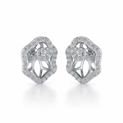 Heavenly Flower Silver Studs - White Gold - Image 1