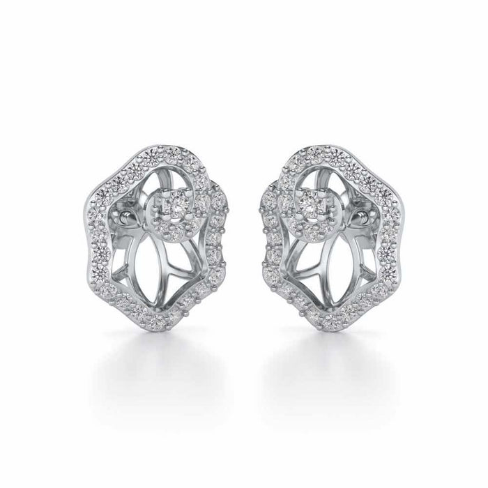 Heavenly Flower Silver Studs - White Gold - Image 1
