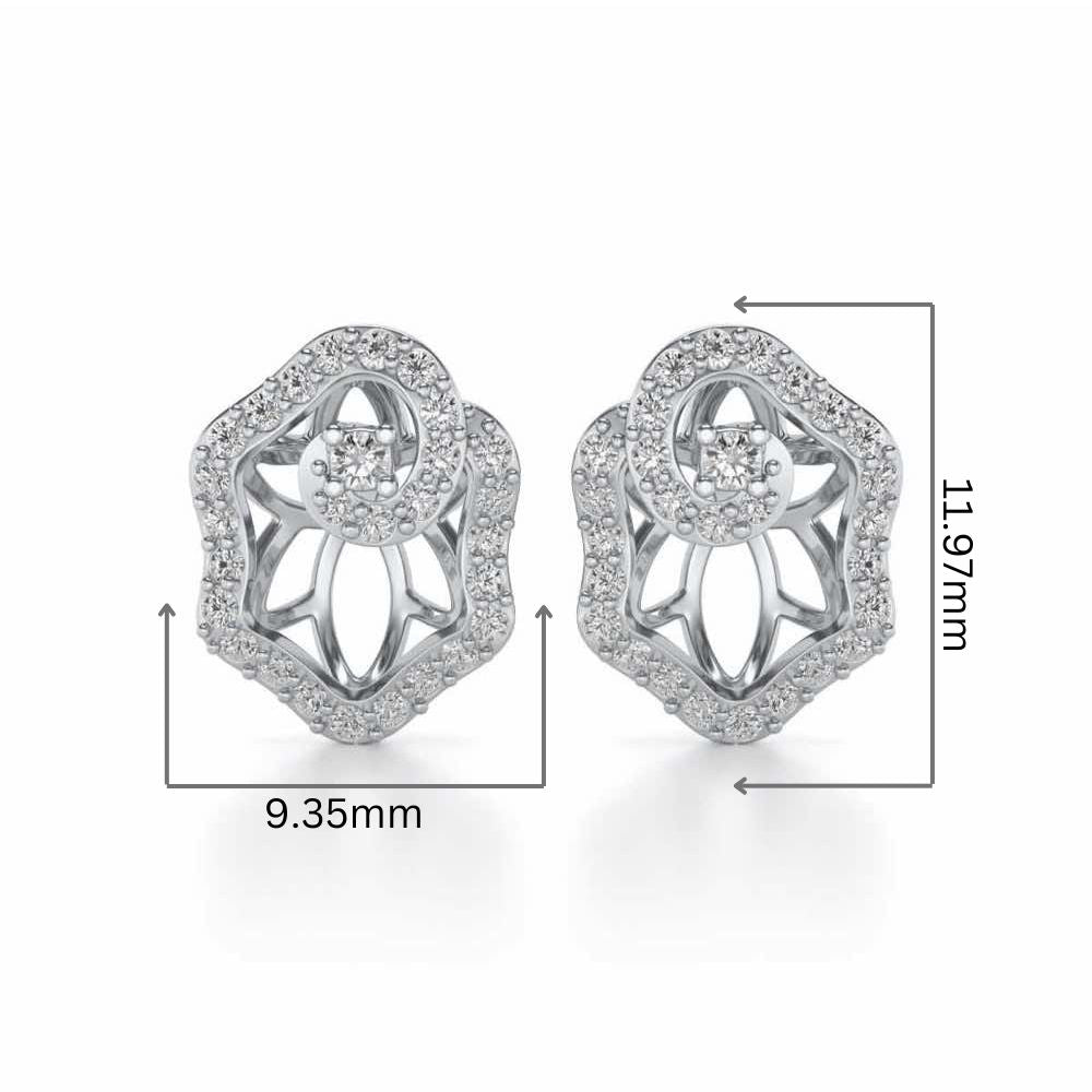 Heavenly Flower Silver Studs - White Gold - Image 2