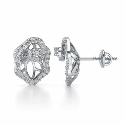 Heavenly Flower Silver Studs - White Gold - Image 4