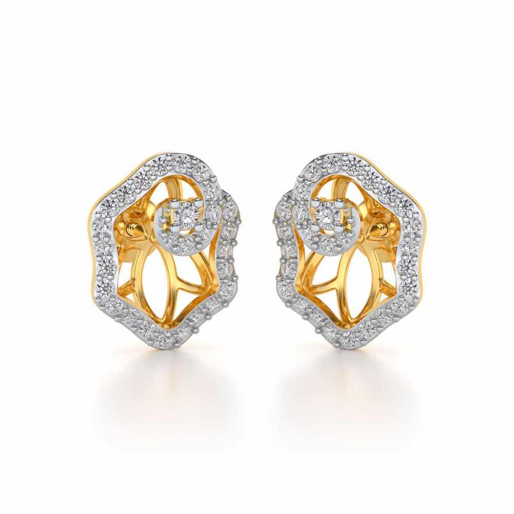 Heavenly Flower Silver Studs - Yellow Gold - Image 1