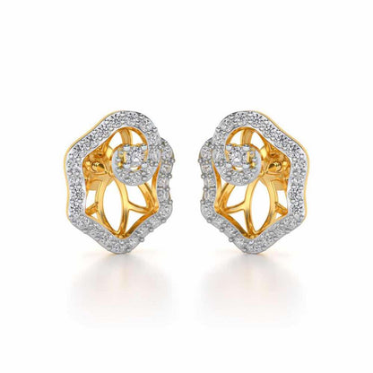 Heavenly Flower Silver Studs - Yellow Gold - Image 1