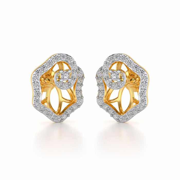 Heavenly Flower Silver Studs - Yellow Gold - Image 1