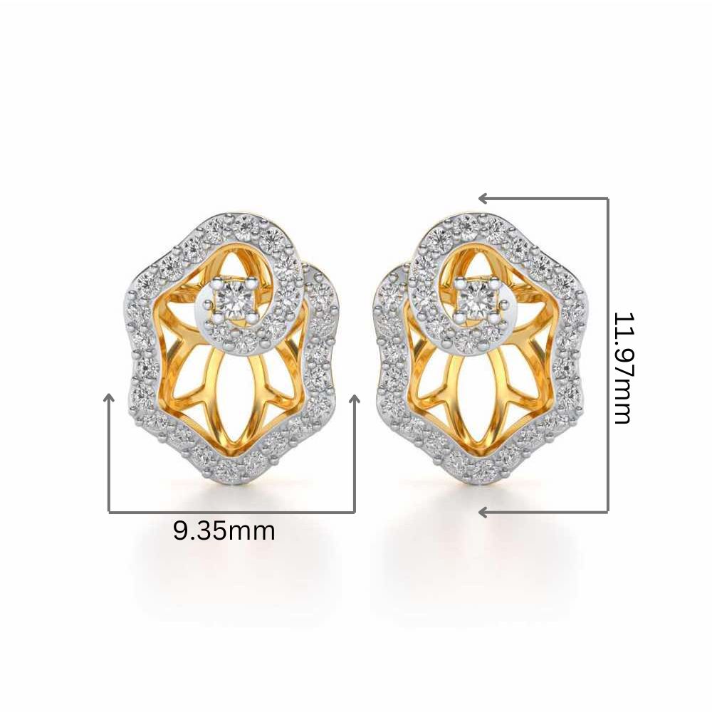 Heavenly Flower Silver Studs - Yellow Gold - Image 2