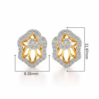Heavenly Flower Silver Studs - Yellow Gold - Image 2