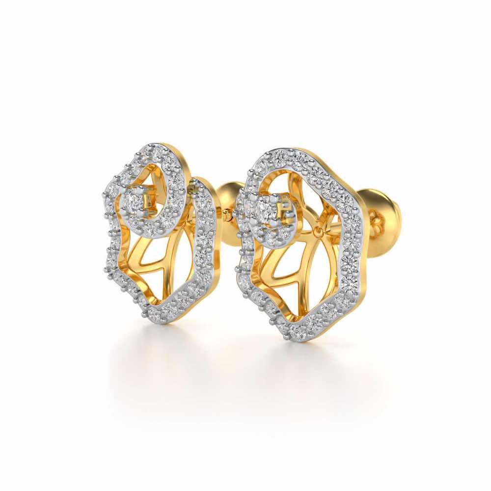 Heavenly Flower Silver Studs - Yellow Gold - Image 3