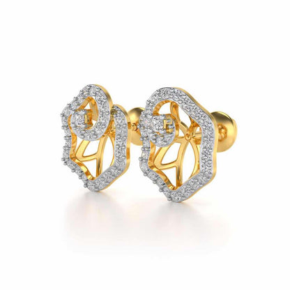 Heavenly Flower Silver Studs - Yellow Gold - Image 3