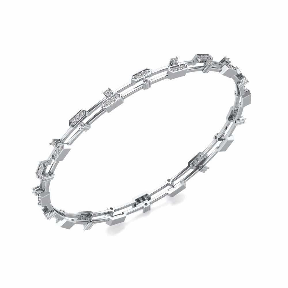 Hesperos Silver Bangles - White Gold - Image 1