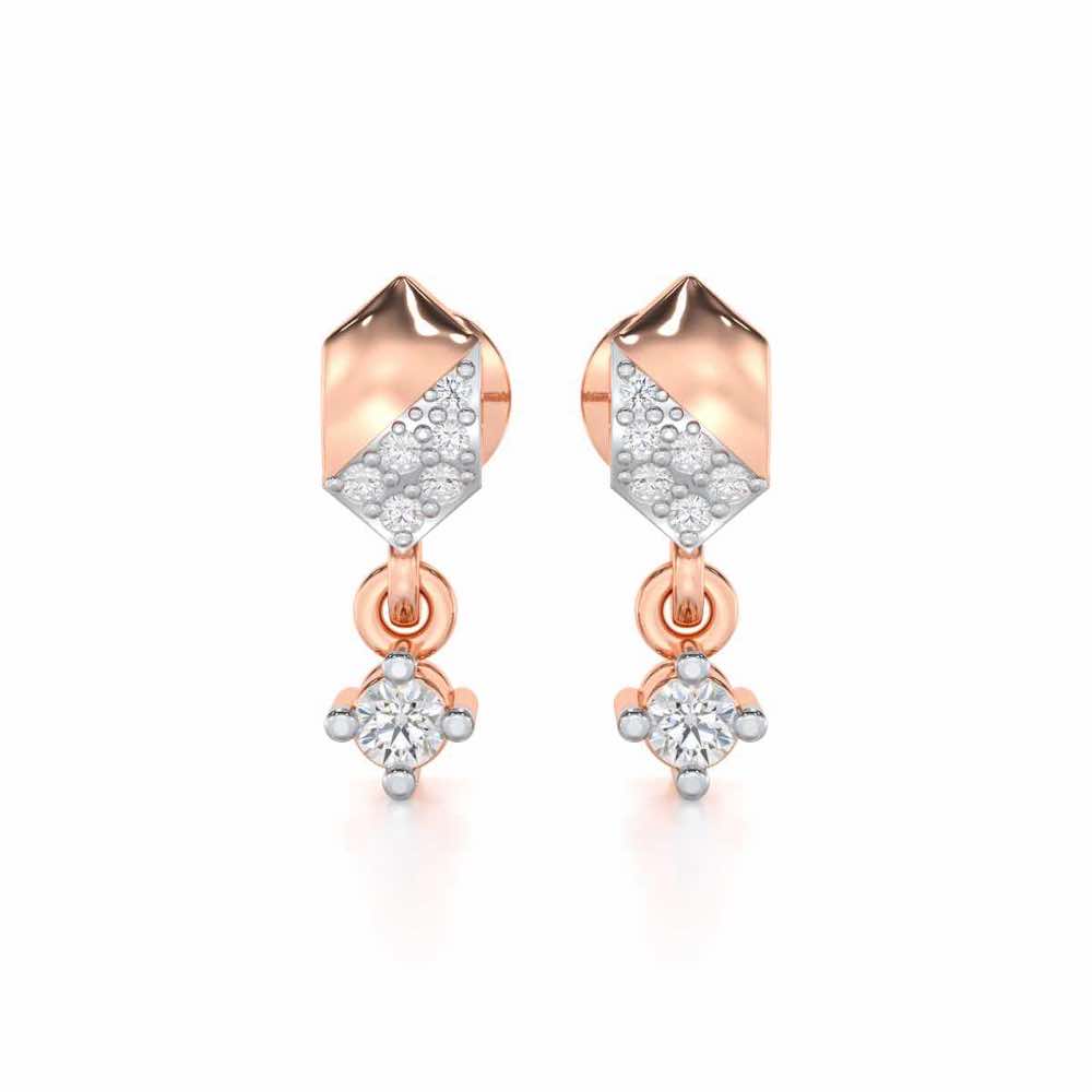 Hexa Chain Silver Earrings - Rose Gold - Image 1