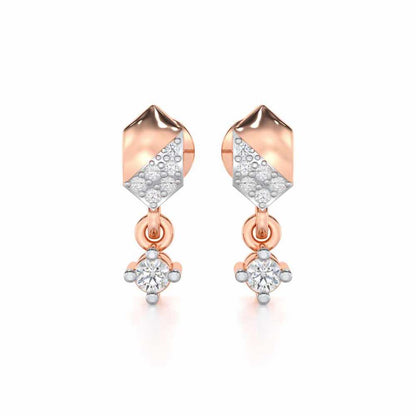 Hexa Chain Silver Earrings - Rose Gold - Image 1