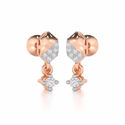 Hexa Chain Silver Earrings - Rose Gold - Image 2