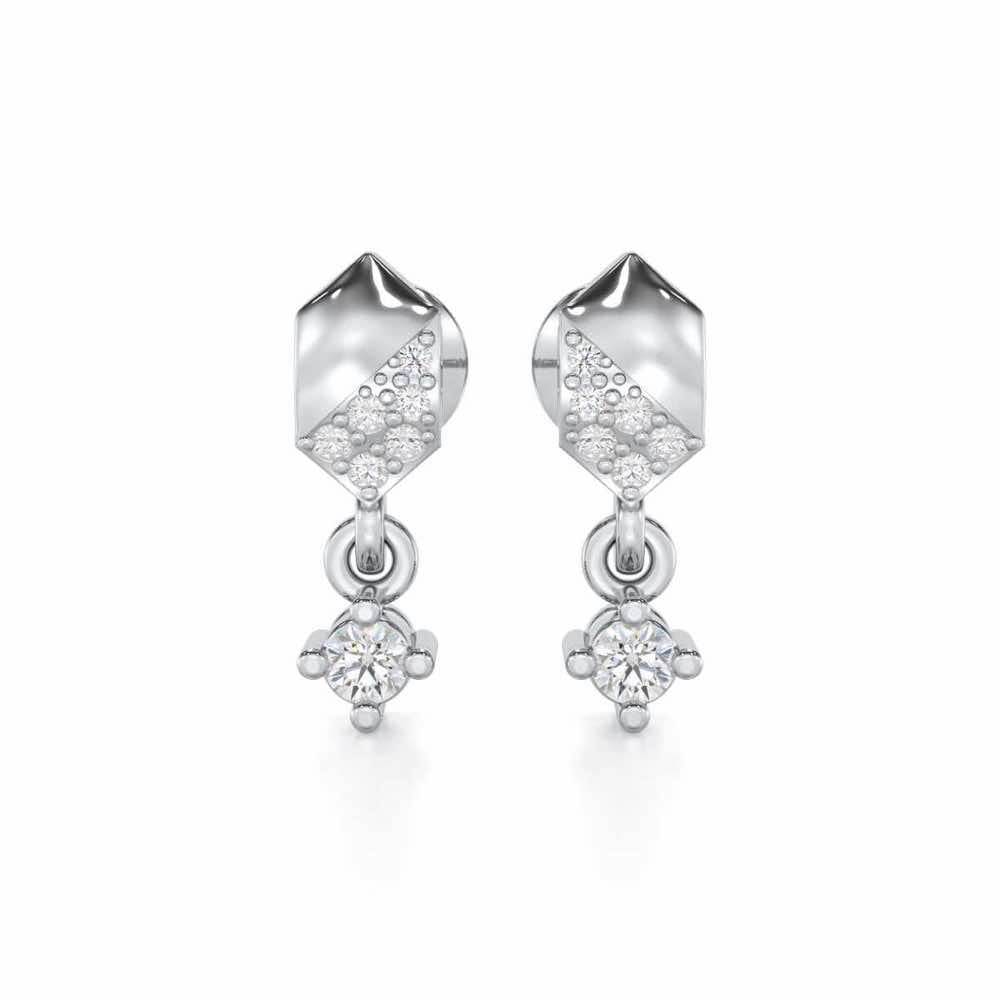 Hexa Chain Silver Earrings - White Gold - Image 1