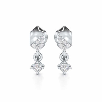 Hexa Chain Silver Earrings - White Gold - Image 1