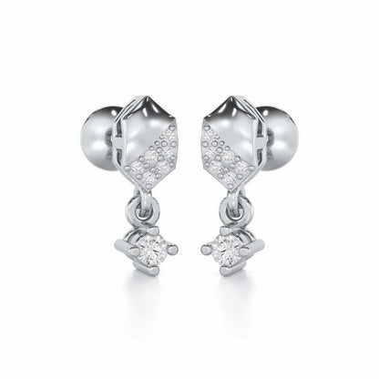 Hexa Chain Silver Earrings - White Gold - Image 2