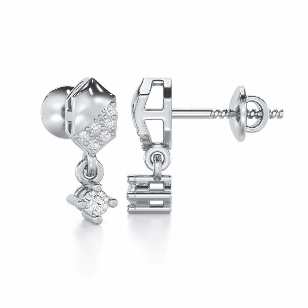 Hexa Chain Silver Earrings - White Gold - Image 4