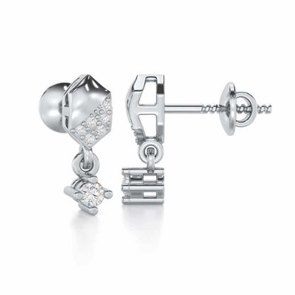 Hexa Chain Silver Earrings - White Gold - Image 4